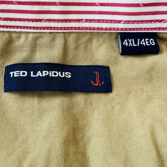 Ted Lapidus Red & White Stripe Street Couture Button Down Dress Shirt Mens 4XL - Picture 7 of 8